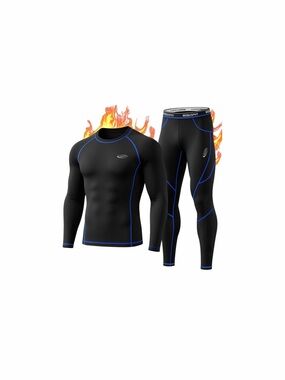 Performance Men’s Black/Blue Thermal Swim Top & Tights Set